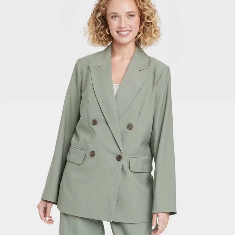 NWT A New Day Sage Green Double-Breasted Blazer Sz S - Picture 2 of 9